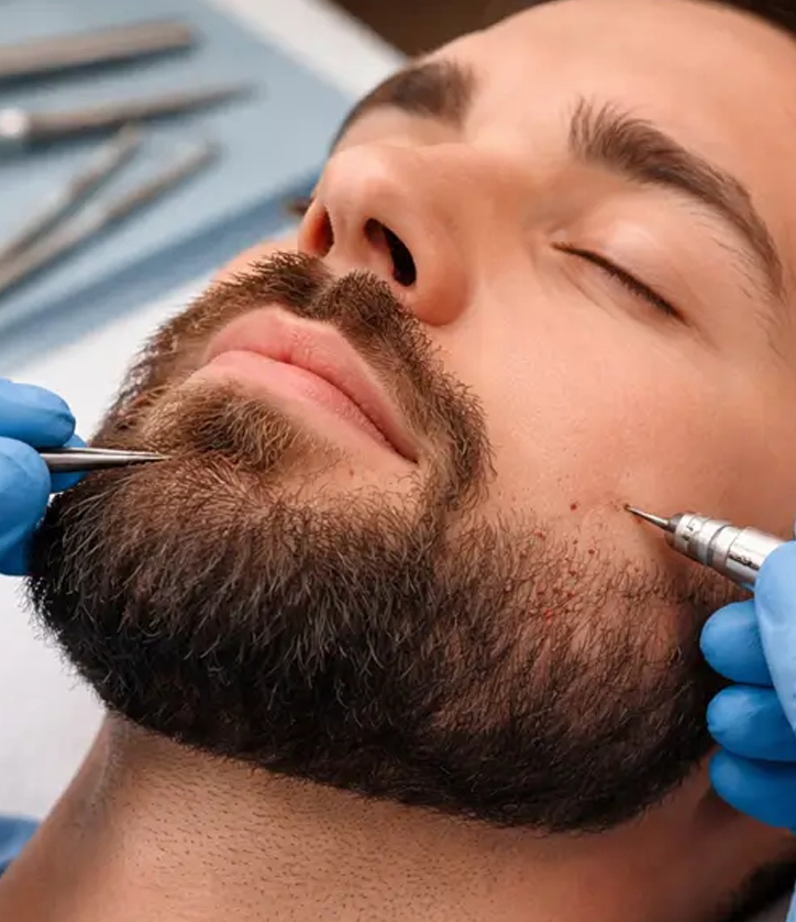 Micropigmentação de barba antes e depois em Moema